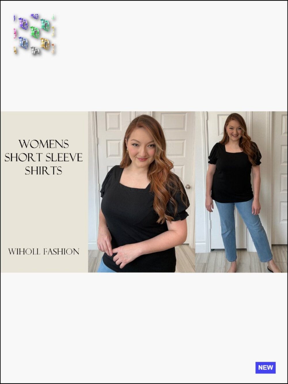 Ruffle Sleeve Square Neck T-Shirt Summer Casual Chic Loose Fit Short Sleeve Tee - Picture 5 of 7